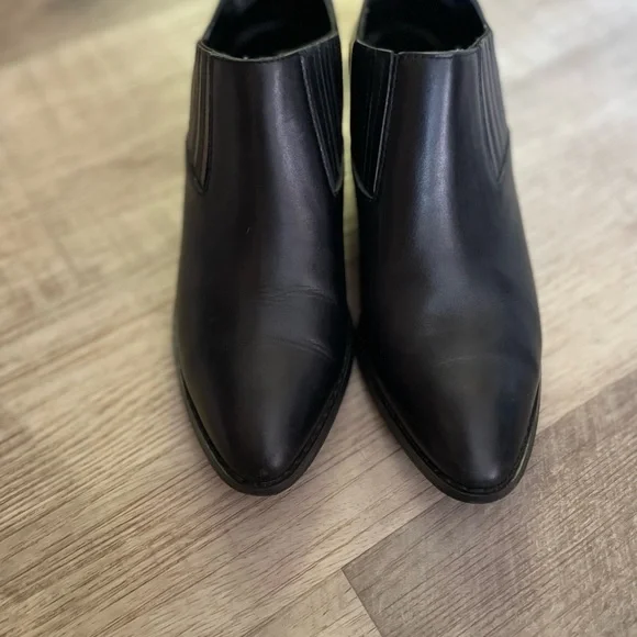 Steve Madden cowboy black leather unique heel leather boots  size 6 - Picture 2 of 13